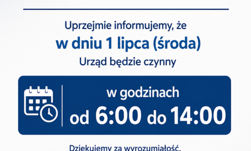 Zdjęcie do Informacja o zmienionych godzinach pracy Urzędu Gminy Dubienka